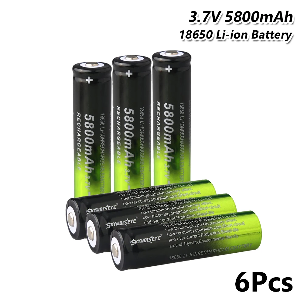 6 Pcs Сменная аккумуляторная батарея 18650 Li-Po батарея 3,7 V 5800mAh литиевая перезаряжаемая для электронной сигареты литий-полимерная - Цвет: 6 Pcs