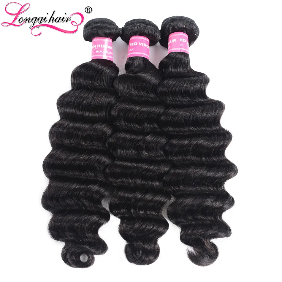 Longqi бразильские свободные волнистые пряди с закрытием Remy 100% человеческие волосы