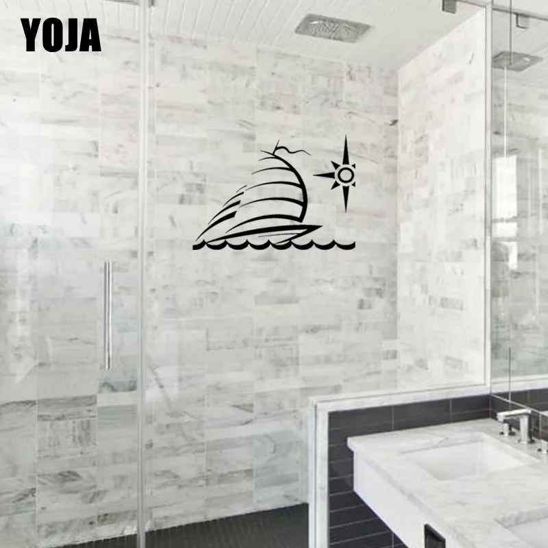 YOJA 20x28 1 см парусная лодка на волны Ванная комната Стекло наклейка Кухня Спальня