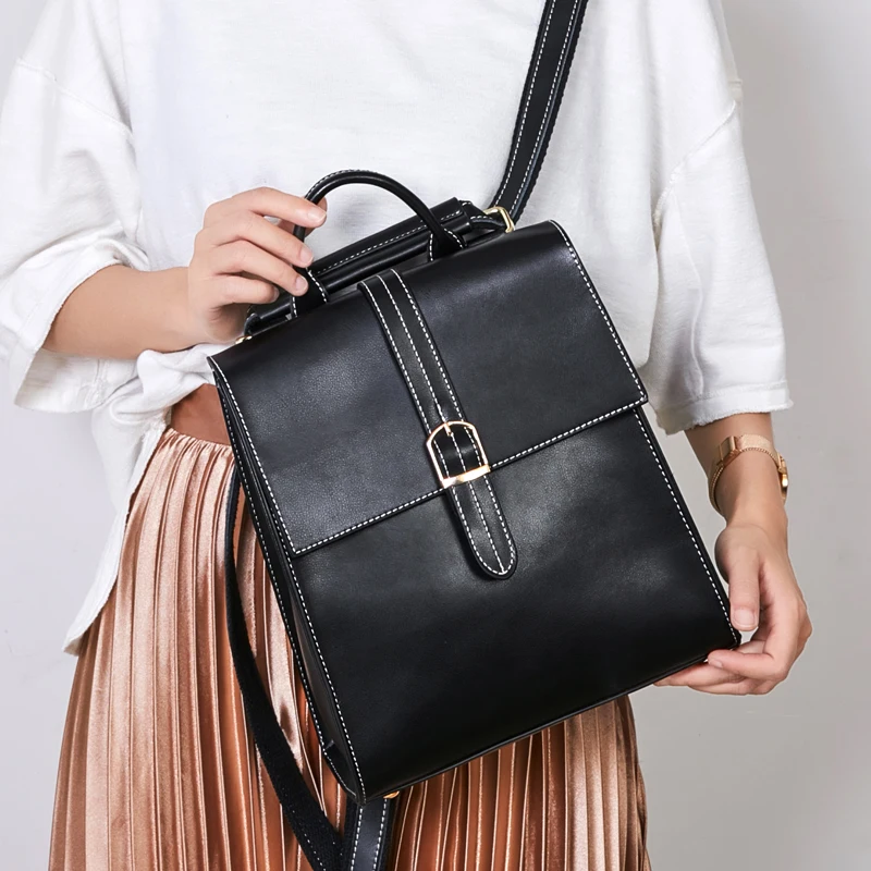 Genuine Leather Backpack Women's Designer Brand Travel Bags School For Teenage Girl Mochilas Femininas | Багаж и сумки