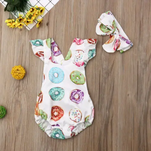 2019 новорожденных пончики комбинезон одежда для малышей девочек без рукавов и