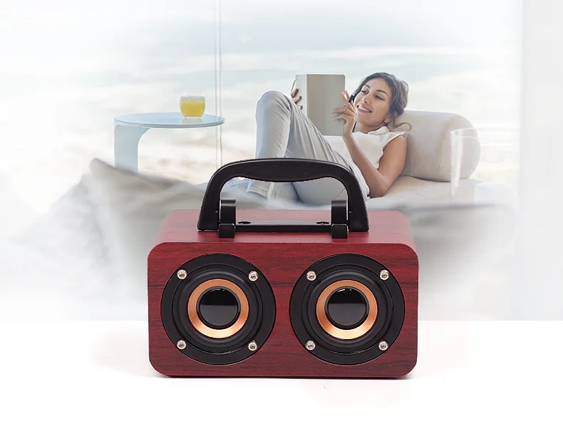 FT-4002 деревянные Bluetooth колонки Ретро сабвуфер Портативный беспроводной мини динамик поддержка TF USB накопитель fm-радио