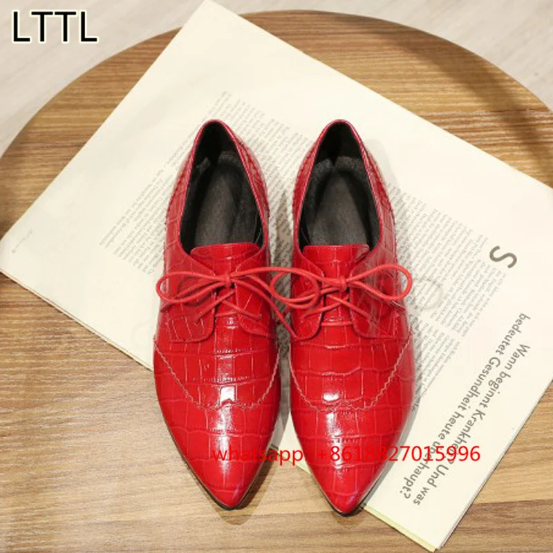 Весна Осень Зашнуровать Женщины Резные Оксфорд Обувь Ручной Работы Платье