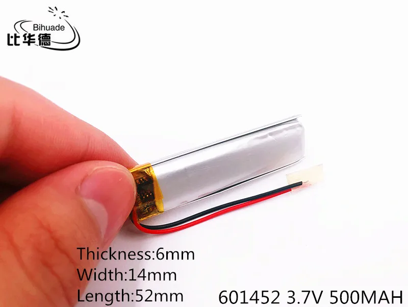

li-po Polymer battery 500 mah 3.7 V 601452 smart home MP3 speakers Li-ion battery for dvr,GPS,mp3,mp4,cell phone,speaker