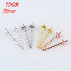 Пустой держатель для ушей из серебра 925 пробы, 3 мм, 4 мм, 10 шт.лот