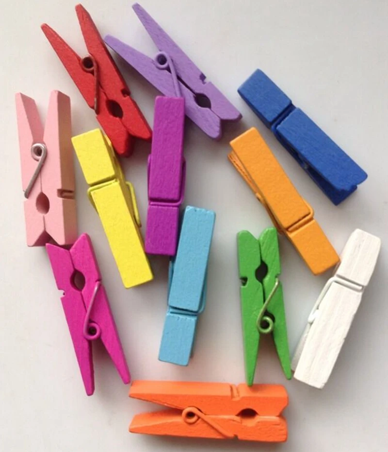 Разноцветные деревянные Мини-зажимы 35x10 мм 100 шт. | Дом и сад