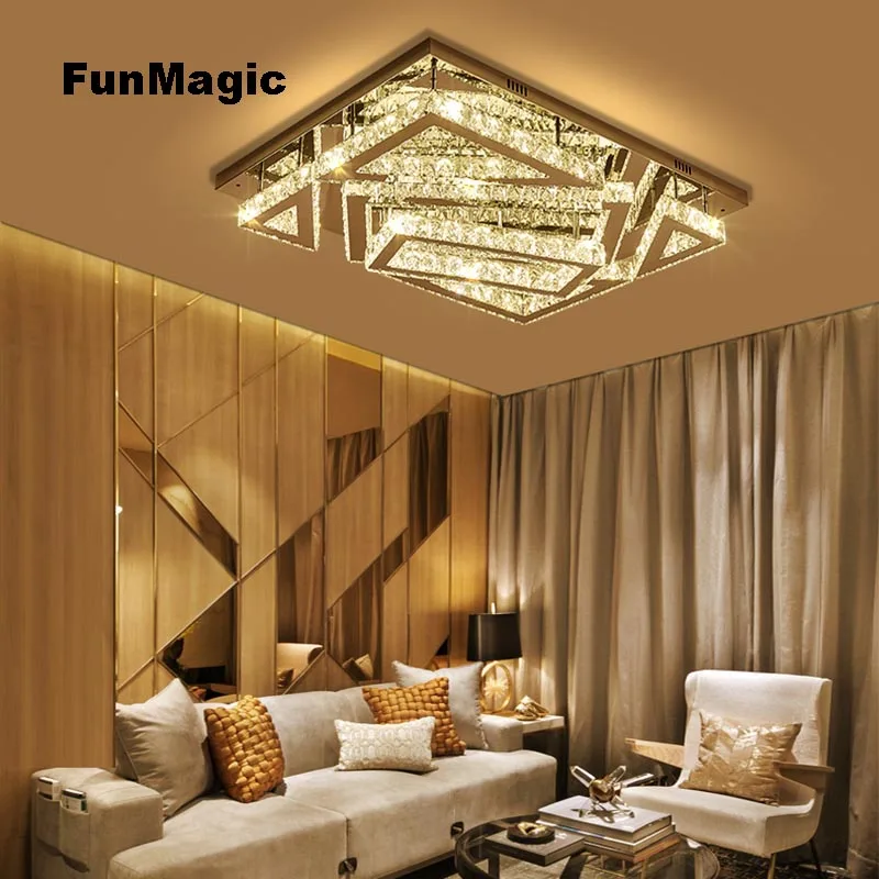 

Modern Rectangle Crystal Ceiling Lights Luxury Living Room Chandelier Ceiling Fixture Sconces Lamp Bedroom Lighting AC 110V-240V