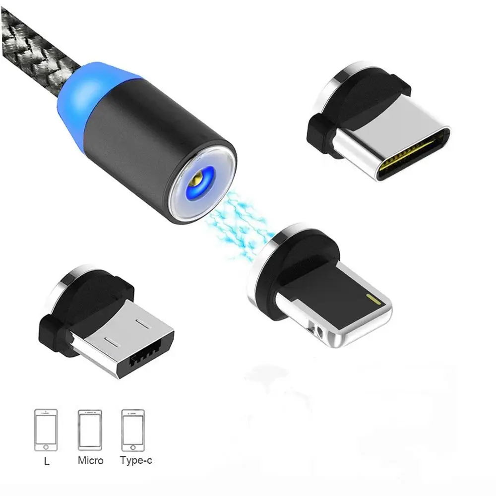 Магнитный зарядный USB кабель Fanshu с разъемом Micro Type C и Lightning|Кабели для мобильных