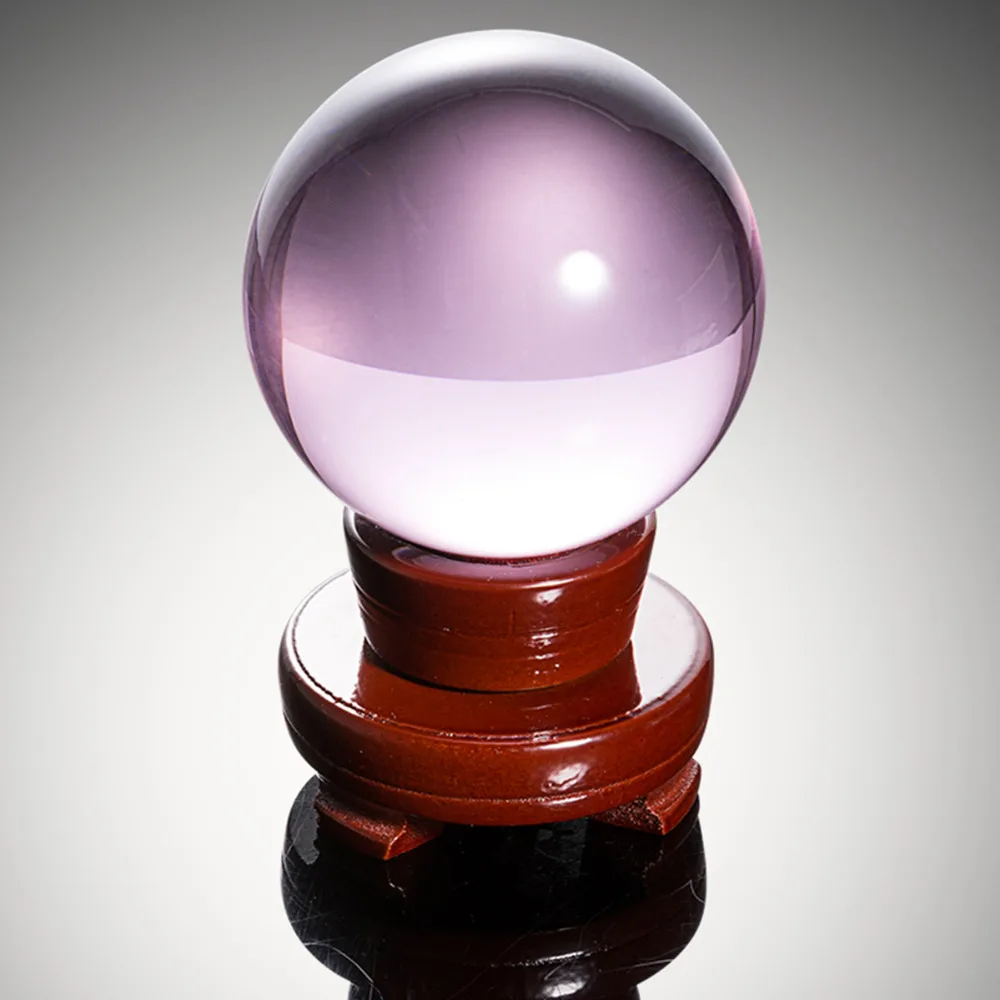 80mm Pink k9 Crystal Solid Glass Globe Ball With Wooden Base Fengshui Living Room Birthday Party Decorations Adult | Дом и сад