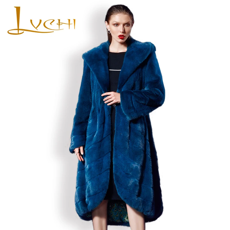 Пуховик LVCHI женский зимний из натурального меха норки благородное пальто в