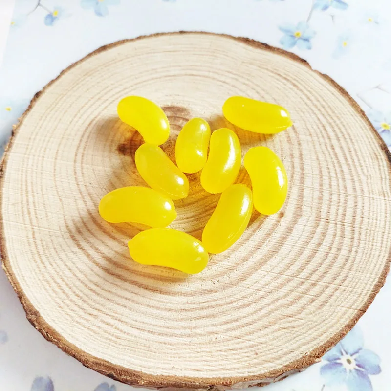 Цвет: желтый 10 шт. мини смолы желе бобы DIY Lizun Моделирование еда конфеты деко части поддельные конфеты торт пушистые прозрачные поставки слаймов аксессуары - Цвет: Цвет: желтый