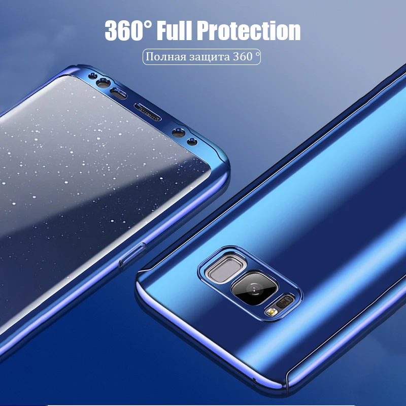 360 Plating Mirror Hard PC Phone Cases For Samsung Galaxy A5 A7 J5 J7 2017 Full Cover S8 S9 Plus Note 8 S7 Edge Case |