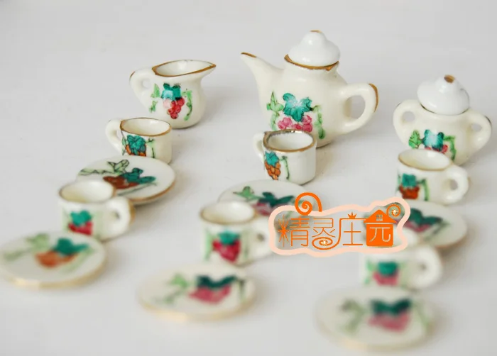 

MINI dollhouse miniature Mini furniture ceramic tea grapes