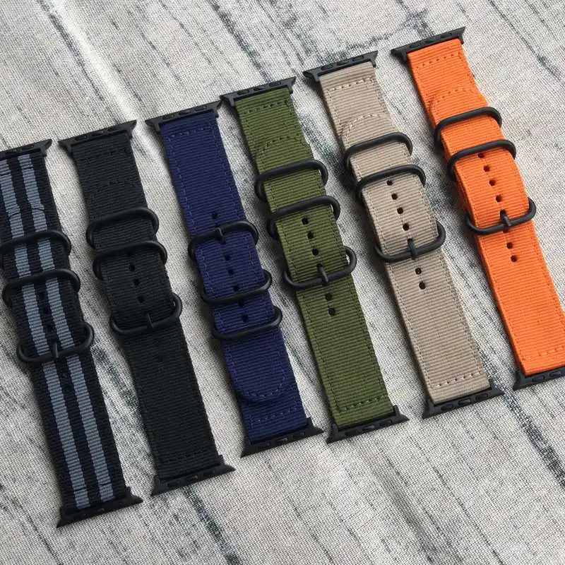 Ремешок нейлоновый для наручных часов Apple Watch band умный браслет в стиле НАТО с