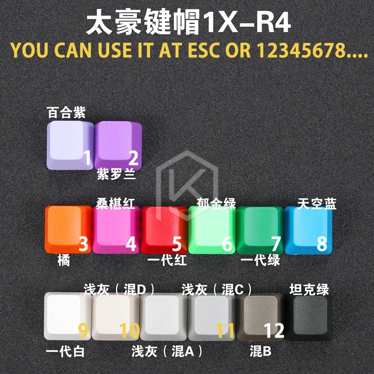 Taihao abs пустые брелки пустой 1u 1x r4 r1 для diy игровой механической клавиатуры функция esc белый серый бежевый красный синий красный