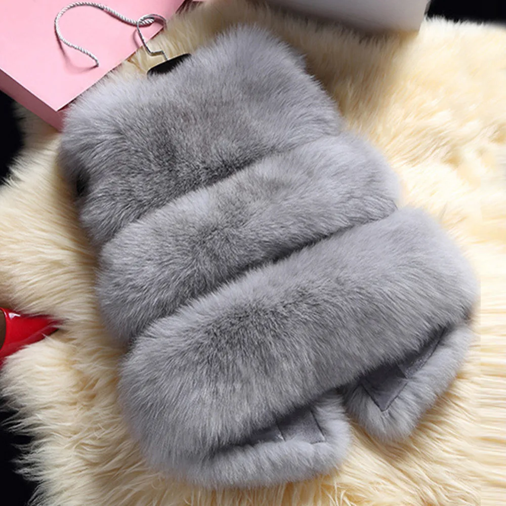 2017 Женское зимнее базовое пальто жилет из искусственного лисьего меха Брендовые