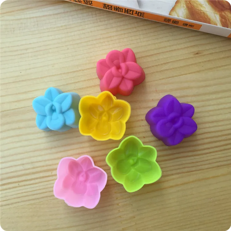 5 шт./лот Пищевая силиконовая форма для торта 3 см Орхидея шоколада цветы кекса |