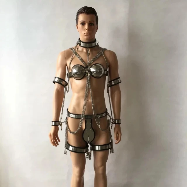 7 шт./компл. Мужской Пояс верности из нержавеющей стали ошейник для БДСМ бандажа