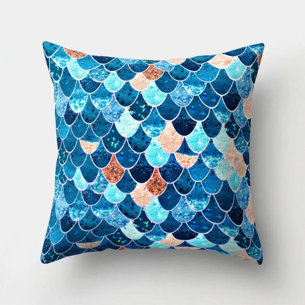 

1Pcs Fish Scales Pattern Polyester Throw Pillow Cushion Cover Car Home Decor Decoration Sofa Bed Decorative Pillowcase 40507