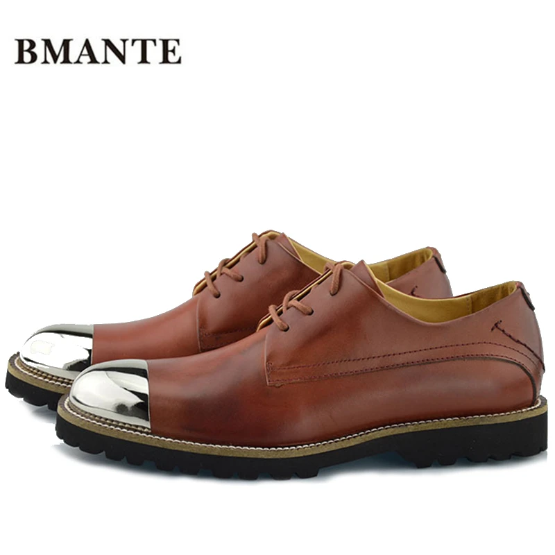 Новинка Мужская обувь из натуральной кожи Chaussure с металлическими наконечниками