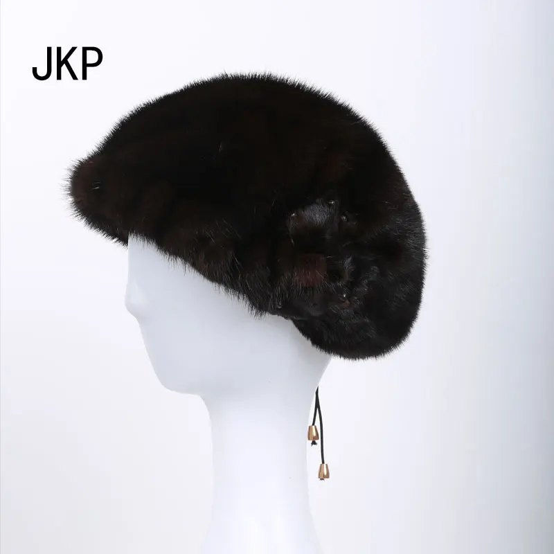 JKP новая зимняя горячая Распродажа России Для женщин шляпы зима реального норки меховая шапка для Для женщин роскошных аксессуаров меховой моды Шапки DHY-48