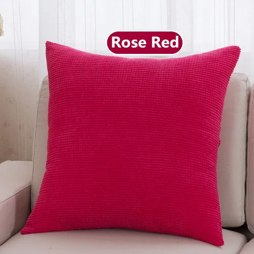 Rose Red 1 шт. 43*43 см, однотонная Вельветовая ткань, наволочка для подушки, наволочка для сидения автомобиля, домашний декор, диванная кровать, декоративная наволочка 40094 - Цвет: Rose Red