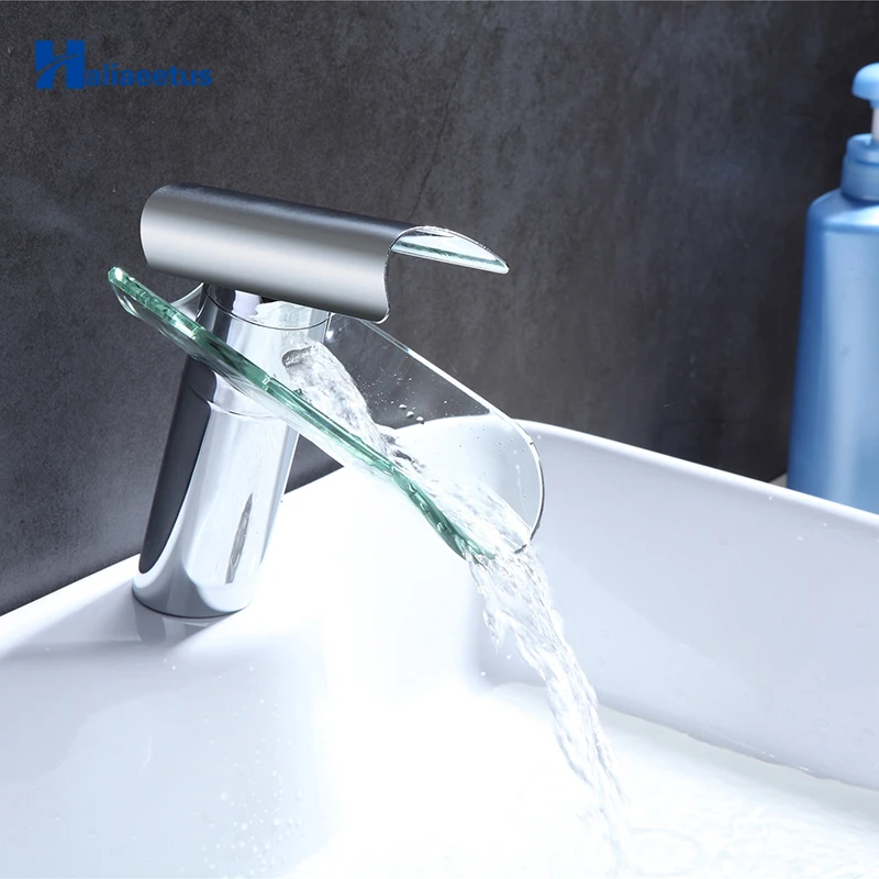 Стеклянный смеситель для ванной комнаты круглый водопад.