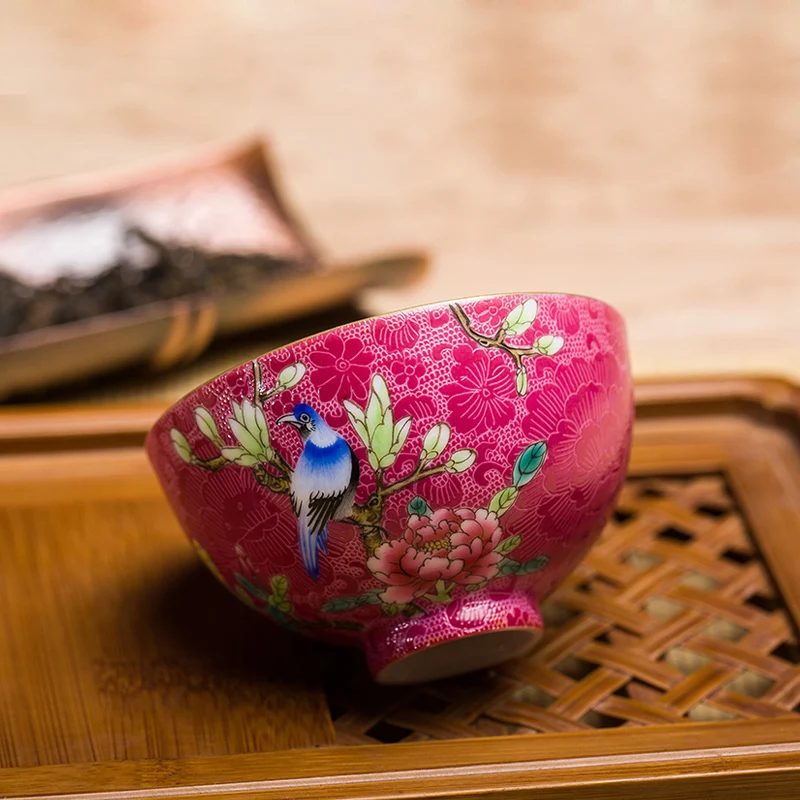 Чайная чашка из фарфора Цзиндэчжэнь чайная с золотой контурой 70 мл винтажный