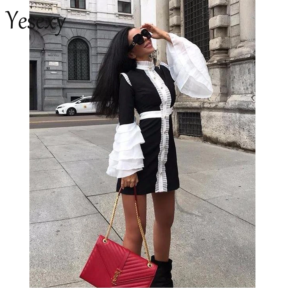 Yesexy 2021 женские пикантные туфли из комбинированного материала Мини платья