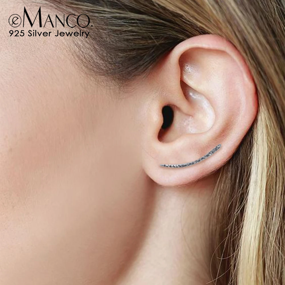 eManco Clip on Stud Earrings For Women Elegant 925 Sterling Silver Earring Pierced Fine Jewelry Drop Shipping | Украшения и
