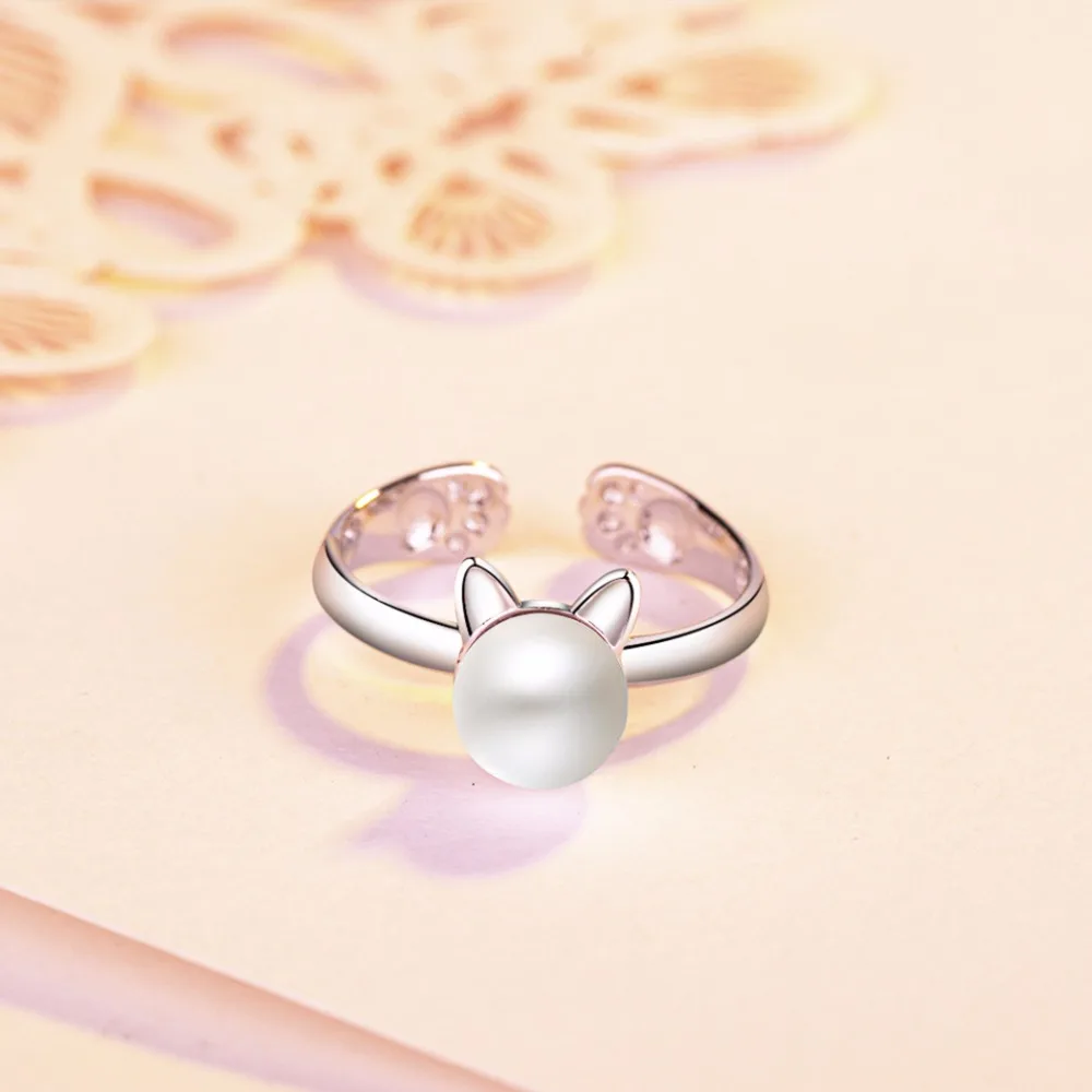 Женские кольца в форме кошачьей лапы Kinitial серебристые Колечки с имитацией