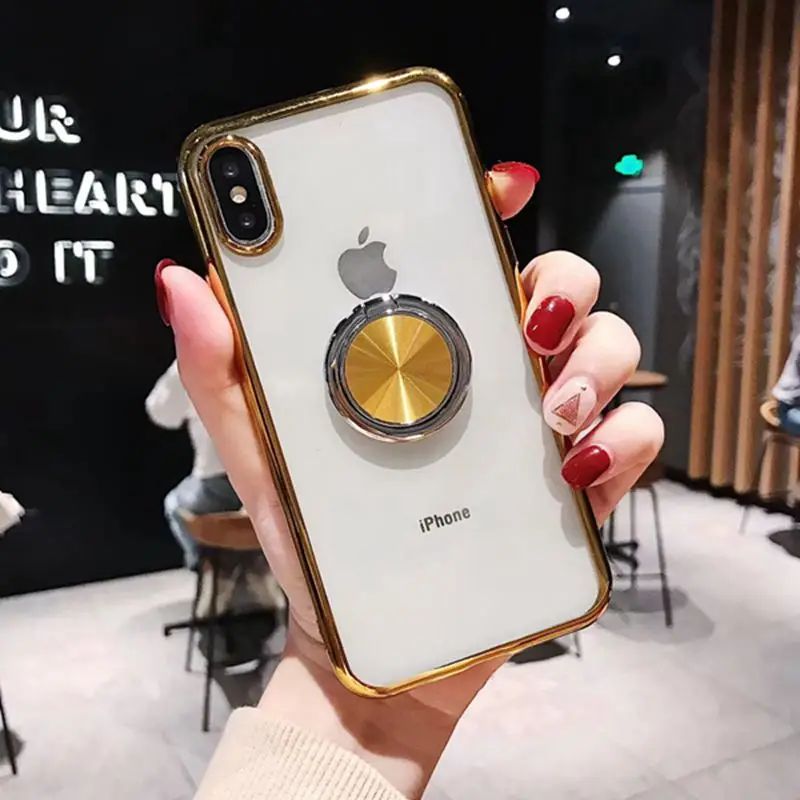 Чехол с подставкой для iphone XR XS MAX X 10 мягкий силиконовый прозрачный чехол 8plus 8 7 6 s