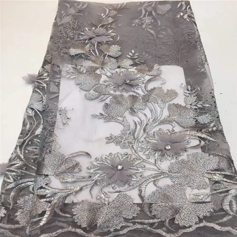 3D цветок французское кружево ткань Небесно синяя кружевная для свадебного