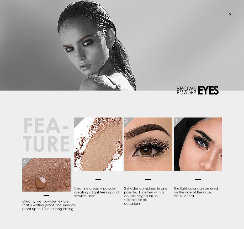 Focallure Eyebrow Powder 3 Colors Eye brow Palette Waterproof natural Smudge Proof With Mirror with Brushes | Красота и здоровье
