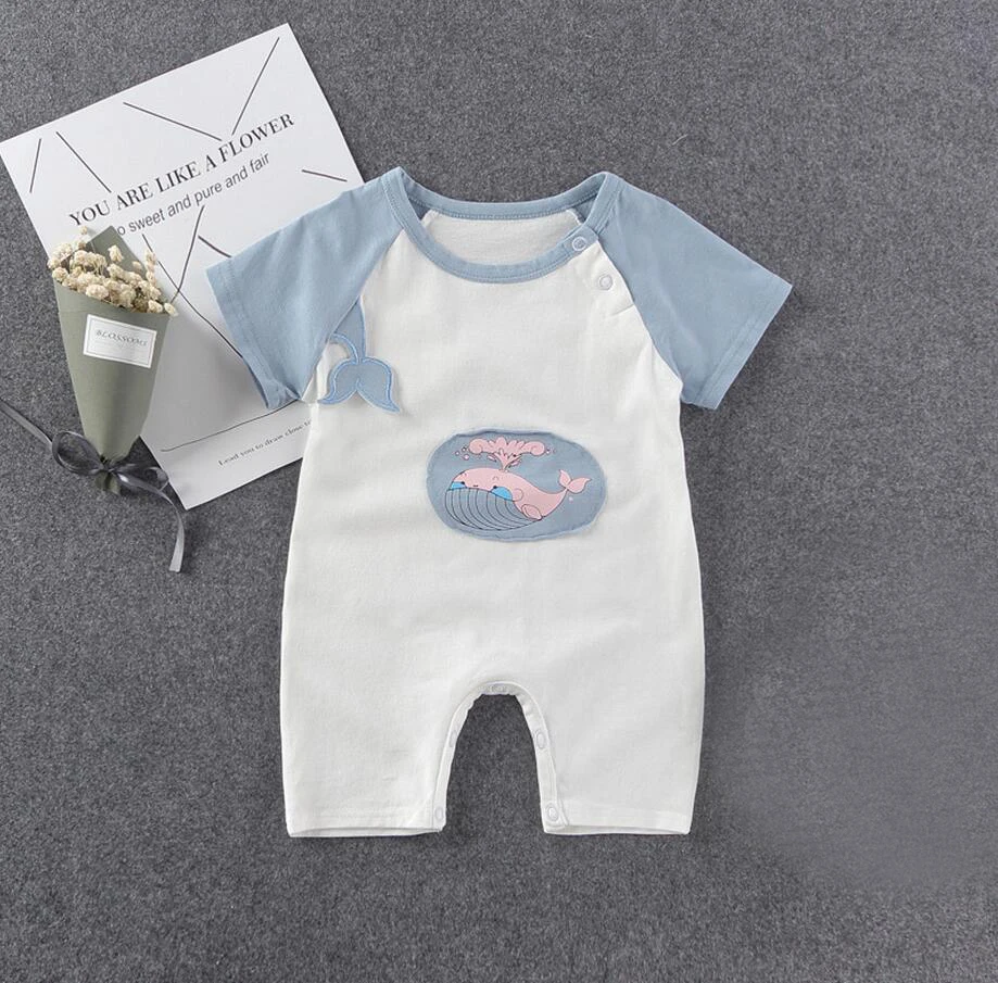 Милый комбинезон для маленьких девочек Летняя одежда мальчиков Мягкая хлопковая