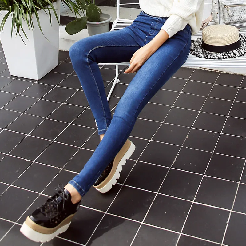 Bleach Blue BIVIGAOS, модные тонкие обтягивающие женские джинсы, Femme Mill, эластичные голубые джинсы, женские узкие брюки, джинсы, леггинсы, брюки, черные, синие - Цвет: Bleach Blue