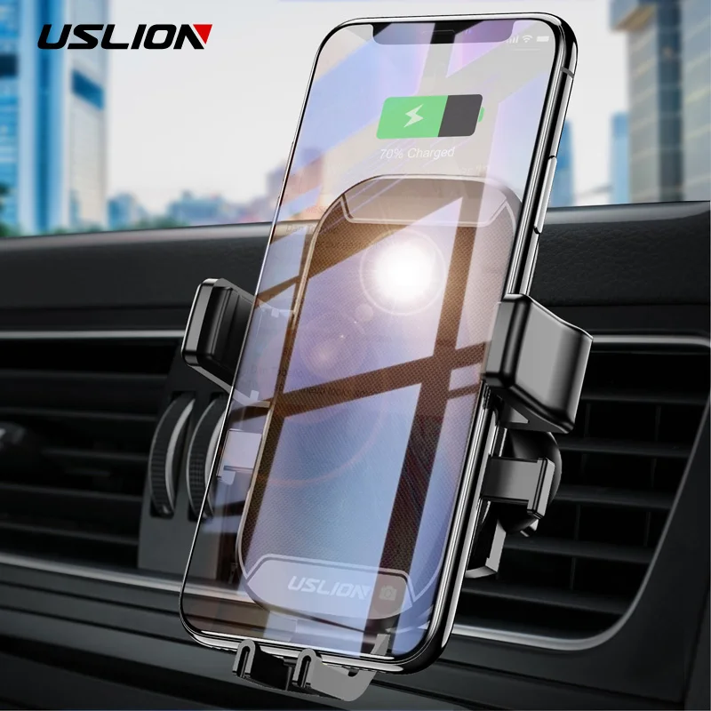 USLION автомобильный держатель Qi Беспроводное зарядное устройство для iPhone 7 8 XS MAX XR 10
