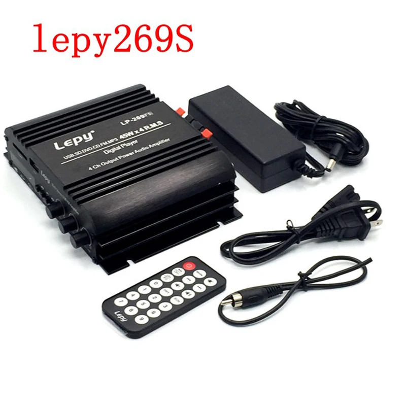 

10 шт./лот Bluetooth Lepy 269S 4-канальный усилитель автомобиля + блок питания 5А