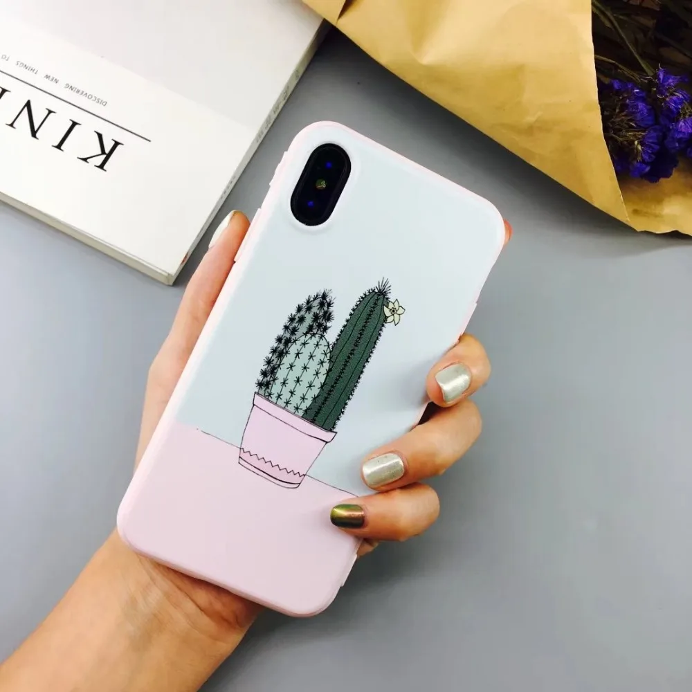 BUNA корейский Модный Полосатый чехол для телефона в форме кактуса Apple Iphone X 8 6 6s 6plus