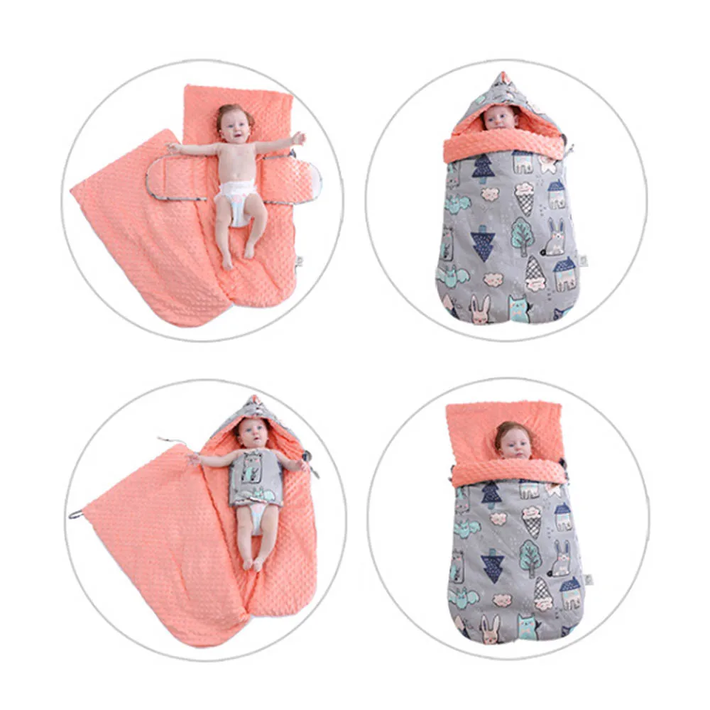 Baby Blankets Newborn Envelope Stroller Swaddling Wrap Infant Kids Sleeping Bag Cotton Warm Thicken Bedding Quilt Blanket | Мать и