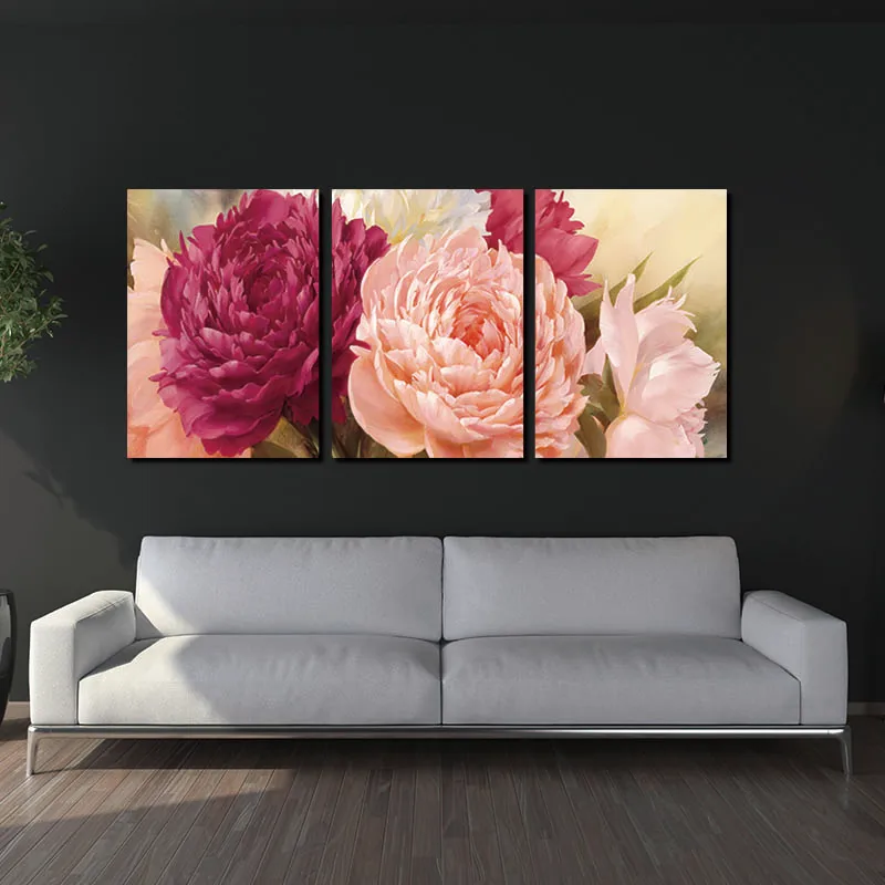 Wall Art 5 Panel Pictures Canvas Painting peony Flower Decoration Modular Picture(Unframed) | Дом и сад