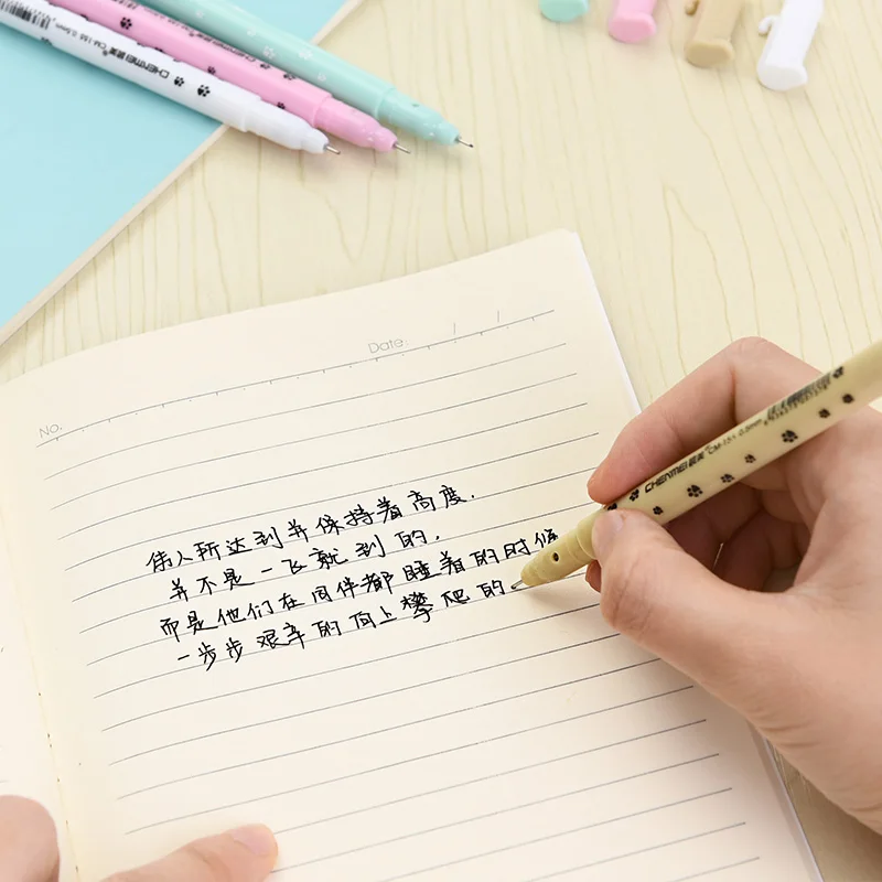 4 шт./лот 0 5 мм Симпатичные гелевые ручки в форме кота карамельных цветов ручка для