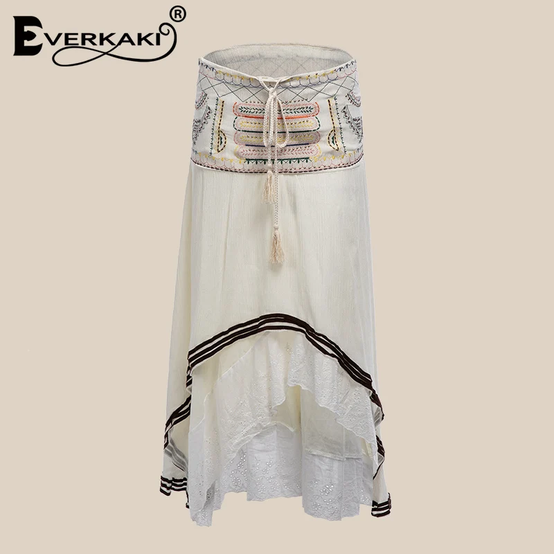 Женская богемная юбка Everkaki летняя хлопковая пляжная со шнуровкой длинные юбки