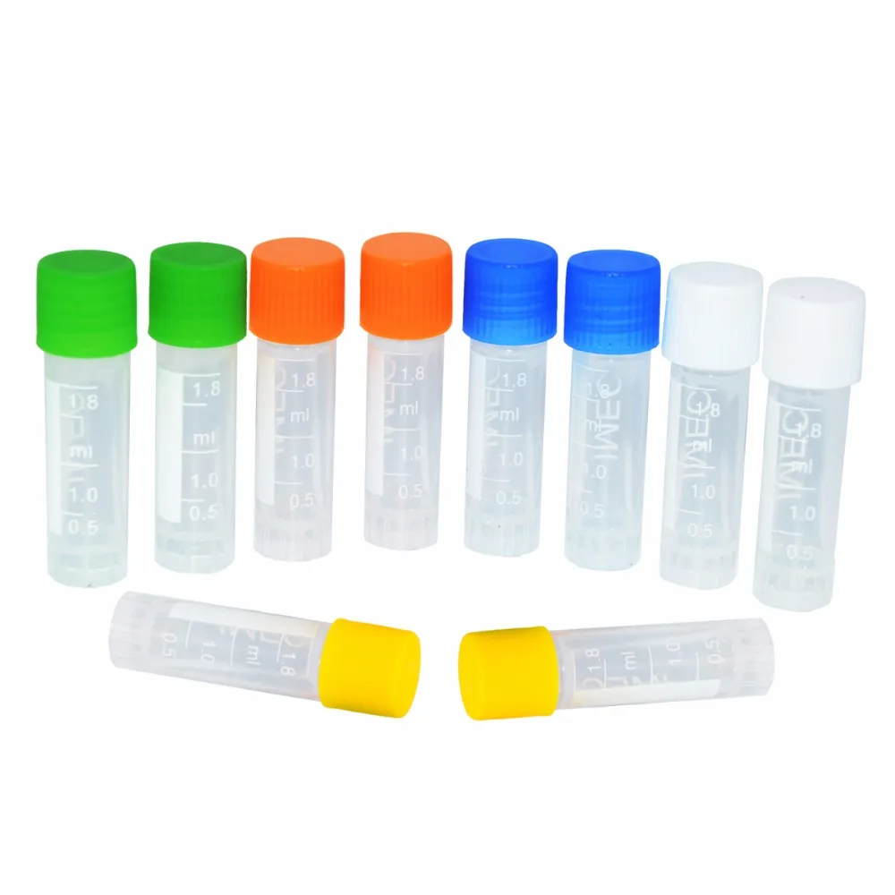 100 PCS 1.8ml Science Lab Microcentrifuge Tubes Clear Plastic Test Tubes Centrifuge Tubes with Colorful Caps