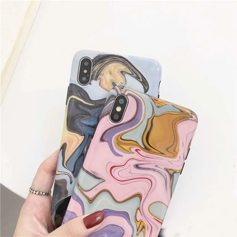 JIBAN красочные винтажные граффити искусство мрамор мягкие IMD чехлы для Iphone XR XS Max 6 S