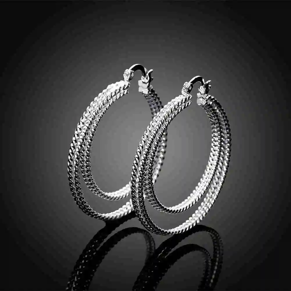 Женские сережки кольца KITEAL с двойным кольцом элегантные|silver earrings|earrings for womenearrings