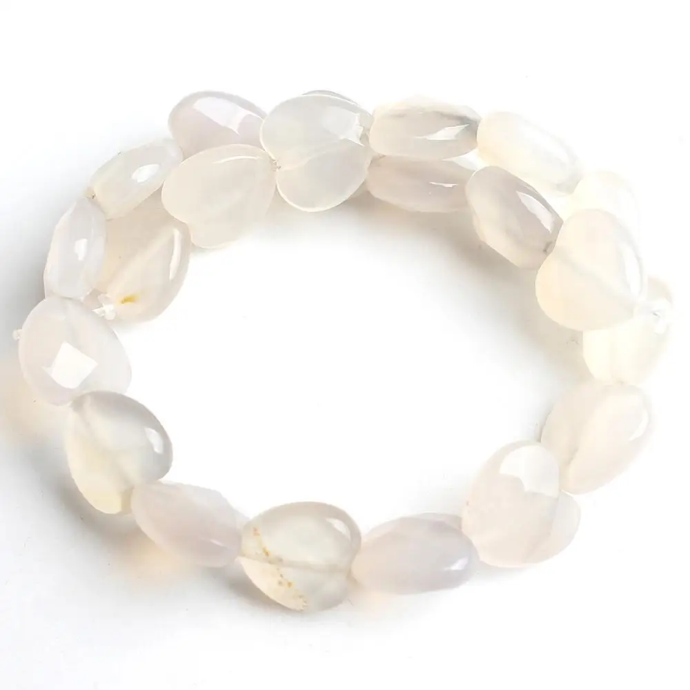 White Agate 10 мм бусины в форме сердца натуральные Агаты Turquoises опал Вишня кварц свободные каменные бусины для самостоятельного изготовления ювелирных изделий браслет ожерелье - Цвет: White Agate