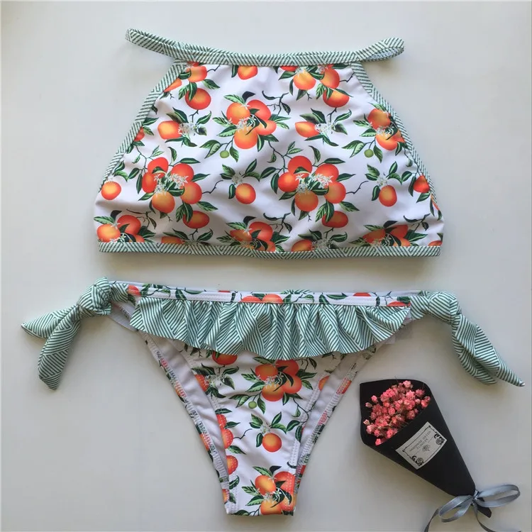 4 цвета пикантные Девушки Женщины Floral Print High Neck Tankini купальник с низкой талией