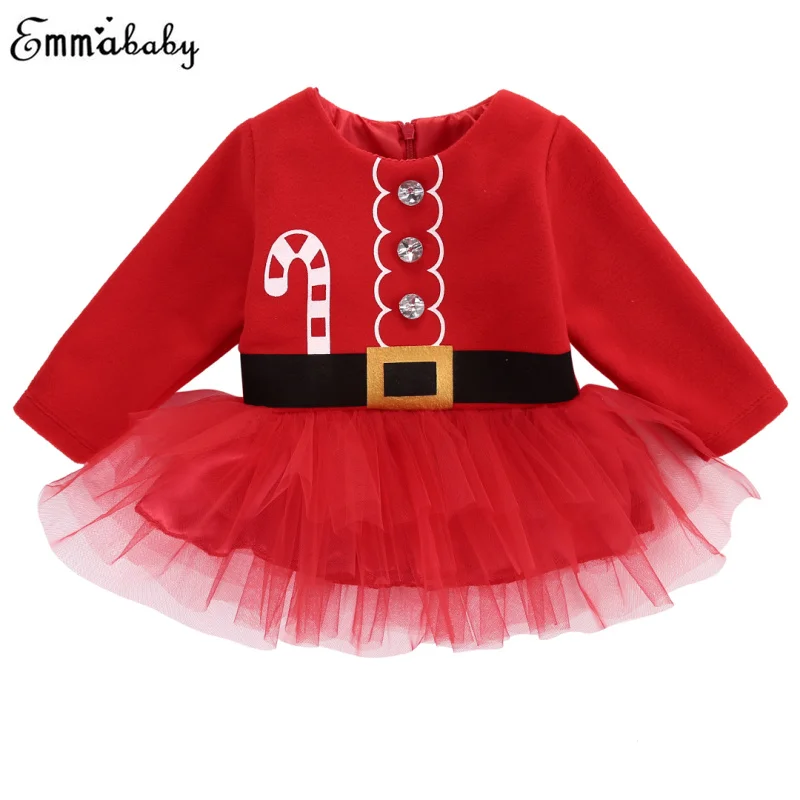 2019 рождественское платье одежда для маленьких девочек с длинным рукавом и