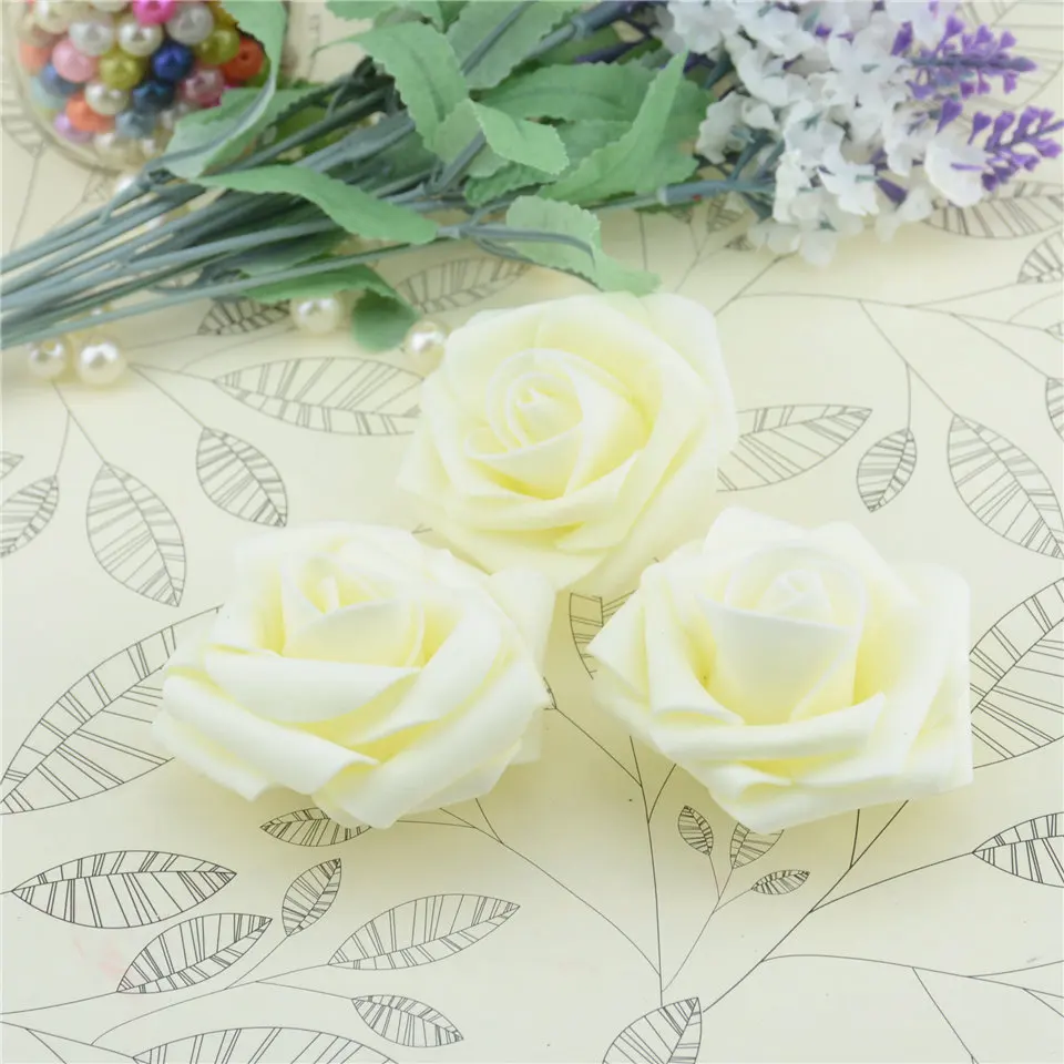 Milk white 10 шт./лот, дешево, 6 см, пена, искусственные цветы розы, голова для свадьбы, украшение автомобиля, сделай сам, декоративная роза, скрапбукинг, ремесло, Флорес - Цвет: Milk white
